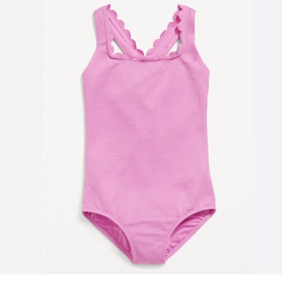 NWT Old Navy Girls Pink Textured Swimsuit Size Large (10-12) - Picture 1 of 7